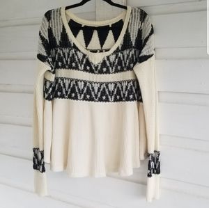 FREE PEOPLE Black + Cream Sweater Size L